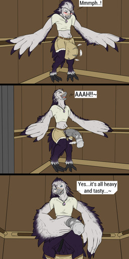 anthro aroused balls beak big_balls big_bulge big_penis big_tail blush bottomwear bottomwear_down bulge claws clothed clothing detailed_bulge erection expansion feathers feet first_person_view flustered genital_expansion genital_growth genitals glans growth huge_balls huge_bulge huge_penis hyper hyper_genitalia hyper_penis internal_balls inviting inviting_to_oral inviting_to_sex inviting_viewer jewelry knock-kneed looking_at_viewer looking_pleasured male medial_ring necklace offering_sex offering_to_viewer pants pants_down partially_clothed paws pendant penis penis_expansion presenting pubes public public_erection public_exposure public_nudity public_use revealing_outfit seductive shirt shorts shorts_down skimpy solo spread_legs spreading swelling tail talking_to_viewer talons tearing_clothing text throbbing throbbing_bulge throbbing_penis tight_bottomwear tight_bulges tight_clothing tight_shorts tight_underwear toes topwear torn_clothing underwear underwear_down wardrobe_malfunction winged_arms wings conditional_dnp samagthrav2 twix_(dulce) avian absurd_res comic english_text hi_res
