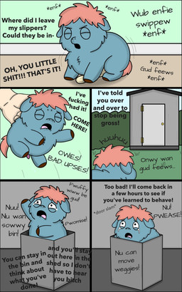 abuse animal_abuse animal_genitalia animal_penis begging bodily_fluids bound box brown_hooves building container crying dialogue duo eyes_closed feral fur genitals grass hair hooves inside lifting_another male male_feral masturbation mostly_offscreen_character open_mouth outside penile penile_masturbation penis pink_hair pink_tail plant profanity punishment solo_focus stuck tail teal_body teal_fur tears text young young_feral young_male roadkill_(fc) fluffy_pony fluffy_pony_(species) human mammal 2026 5:8 absurd_res broken_english comic digital_drawing_(artwork) digital_media_(artwork) english_text hi_res shaded