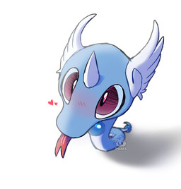ambiguous_gender blep blush blush_lines feral heart_symbol solo tongue tongue_out frazy nintendo pokemon dragonair generation_1_pokemon pokemon_(species) hi_res