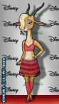 anthro biped blonde_hair bottomwear bracelet brown_eyes clothing crop_top female footwear hair hair_over_eye hand_on_hip high_heels horn jewelry looking_at_viewer midriff one_eye_obstructed shirt shoes skirt smile solo standing text topwear kendall_collins disney zootopia gazelle_(zootopia) antelope bovid gazelle grant's_gazelle mammal nanger true_antelope 2016 hi_res