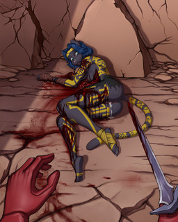 anthro anus areola blood blood_on_object blood_on_sword blood_on_weapon blood_puddle bodily_fluids bottomwear breasts butt clothing cum cum_from_vagina cum_in_vagina cum_inside execution feet female first_person_view fur genital_fluids genitals gore gore_focus guts hair holding_melee_weapon holding_object holding_sword holding_weapon imminent_death intestines leaking_cum lying melee_weapon mostly_nude nipples on_side open_mouth organs plantigrade snuff soles solo sword tail teeth toes torn_bottomwear torn_clothing vulva weapon wounded conquistabear nadia_(diditforgold) domestic_cat felid feline felis mammal 4:5 digital_media_(artwork) hi_res