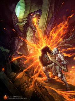 ambiguous_gender claws duo feral fire holding_melee_weapon holding_object holding_sword holding_weapon horn knight melee_weapon membrane_(anatomy) membranous_wings scales spines standing sword warrior weapon wings chaos-draco european_mythology mythology dragon mythological_creature mythological_scalie scalie western_dragon 2015 digital_media_(artwork)
