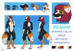 4_toes 5_fingers claws digitigrade featureless_crotch feet fingers grey_eyes hair long_hair male nude pawpads red_hair smile solo toes tongue zaczkie benawi border_collie canid canine canis collie domestic_dog herding_dog mammal pastoral_dog sheepdog flat_colors model_sheet