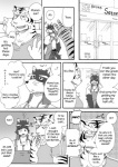 anthro black_body black_fur canid canine canis clothing comic cotton_(artist) dialogue domestic_dog english_text felid fur male mammal monochrome natsume_(tooboe_bookmark) pantherine text tiger tooboe_bookmark tuft