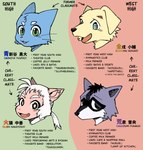 anthro blue_body blue_eyes blue_fur empty_eyes fur group kemono looking_at_viewer male mouthless open_mouth teal_eyes text white_body white_fur dark_ishihara aoniya_yuudai araizumi_funaka kaen_nakayoshi kaneinu_kosuke canid canine canis domestic_cat domestic_dog felid feline felis haplorhine mammal monkey primate procyonid raccoon absurd_res english_text hi_res translated