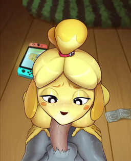 after_sex anthro bodily_fluids condom cum cum_in_ass cum_in_mouth cum_in_vagina cum_inside dialogue duo fellatio female female_anthro floor fur genital_fluids grey_body grey_fur looking_at_viewer male male/female mature_anthro mature_female oral penile pose sex sexual_barrier_device text wood wood_floor yellow_body yellow_fur danny_(tattletale1) animal_crossing nintendo nintendo_switch isabelle_(animal_crossing) canid canine canis domestic_dog mammal shih_tzu toy_dog 2025 animated colored digital_media_(artwork) english_text hi_res shaded short_playtime sound webm