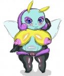 anthro breasts female genitals insect_wings nipples pokemorph purple_eyes pussy simple_background solo white_background wings gotobeido nintendo pokemon generation_3_pokemon illumise pokemon_(species)