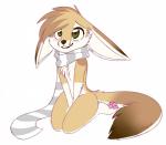 anthro female fur scarf simple_background smile solo tan_body tan_fur white_background taykoe canid canine fennec_fox fox mammal true_fox