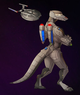 aircraft anthro crossed_arms grey_body looking_at_viewer machine male photo solo standing tail vehicle conditional_dnp shido-tara star_trek star_trek_enterprise aeromorph living_aircraft living_machine living_vehicle scalie
