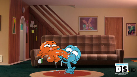 anthro anthro_on_anthro balls big_balls big_penis blue_body blue_butt blue_fur blue_penis bodily_fluids butt cum deep_throat duo ejaculation erection fur genital_fluids genitals glans huge_balls huge_penis humanoid_genitalia humanoid_penis hyper hyper_genitalia hyper_penis licking long_penis looking_pleasured male male/male male_penetrated male_penetrating male_penetrating_male mostly_nude nude on_model open_mouth oral oral_penetration orange_balls orange_body orange_penis orange_skin orgasm orgasm_face penetration penis penis_grab penis_size_difference precum saliva screencap screencap_background sex small_but_hung smile spread_legs spreading sweat teeth thick_penis tongue tongue_out vein veiny_penis young young_anthro young_but_hung young_male blargsnarf cartoon_network the_amazing_world_of_gumball darwin_watterson gumball_watterson aquatic cyprinid cypriniform domestic_cat felid feline felis fish goldfish mammal 16:9 hi_res widescreen brother_(lore) brothers_(lore) pseudo_incest_(lore) sibling_(lore)