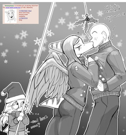 accidental_holly anthro bald big_eyes bone_frill canon_couple christmas_clothing christmas_headwear clothed clothed_anthro clothed_female clothed_human clothed_male clothing deep_kiss dialogue eyes_closed feathered_wings feathers female fingers frill_(anatomy) furgonomics group hair hat headgear headwear holidays holly_(plant) human_on_anthro humanoid_hands interspecies jacket kissing long_hair looking_at_another looking_up male male/female markings plant romantic romantic_couple santa_hat shirt_grab short_tail striped_markings stripes tail talking_to_another text topwear trio wings young young_anthro young_female chervyarts 4chan cavemanon_studios christmas goodbye_volcano_high ko_op_(game_developer) snoot_game amber_(snoot_game) anon_(snoot_game) fang_(gvh) human mammal prehistoric_species pterosaur reptile scalie absurd_res english_text greyscale hi_res monochrome daughter_(lore) father_(lore) father_and_child_(lore) father_and_daughter_(lore) mother_(lore) mother_and_child_(lore) mother_and_daughter_(lore) parent_(lore) parent_and_child_(lore) parent_and_daughter_(lore)