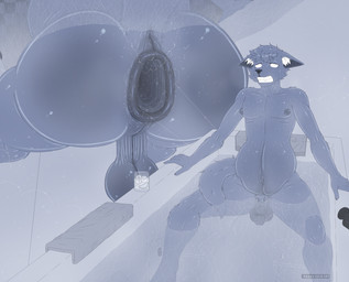 abdominal_bulge anal_inflation anthro anus bath bathing bathtub beverage big_butt bubble butt buttplug clenched_teeth container cup enema gaping gaping_anus hot_tub ice inflation liquid_inflation loose_anus male nude nude_anthro plug_(sex_toy) rear_view ruined_anus sex_toy solo surprised teeth towel water water_inflation water_jet kittykuscell beck_(beckbutts) canid canine canis domestic_dog mammal absurd_res greyscale hi_res monochrome