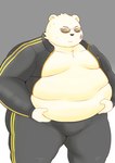 anthro belly big_belly black_nose bottomwear clothing eyewear fur humanoid_hands kemono male moobs obese obese_male overweight overweight_male pants simple_background solo sunglasses white_body white_fur marumu_5656 odd_taxi sekiguchi_(odd_taxi) bear mammal polar_bear ursine 2021