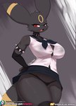 anthro anthrofied big_breasts bottomwear breasts burgerkiss canid canine clothed clothing conditional_dnp digital_media_(artwork) eeveelution female generation_2_pokemon hi_res mammal nintendo pokemon pokemon_(species) pokemorph school_uniform shaded skirt solo thick_thighs umbreon uniform wide_hipped_anthro wide_hipped_female wide_hips