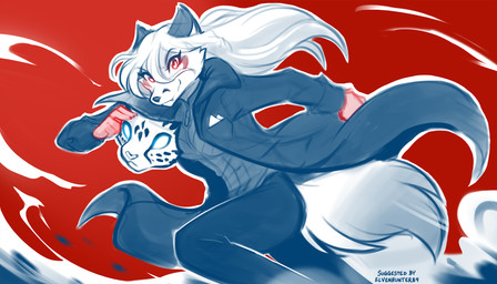 5_fingers animal_mask anthro biped bottomwear breasts butt cheek_tuft claws clothed clothed_anthro clothed_female clothing coat cosplay cute_fangs facial_tuft fangs female finger_claws fingers fully_clothed fully_clothed_anthro fully_clothed_female fur hair holding_mask looking_at_viewer mask red_background red_eyes simple_background smile smirk solo tail teeth topwear trenchcoat tuft conditional_dnp tom_fischbach atlus megami_tensei persona_(series) persona_5 sega twokinds ren_amamiya vanity_(twokinds) canid canine fox keidran mammal 2025 7:4 digital_drawing_(artwork) digital_media_(artwork) hi_res restricted_palette sketch spot_color