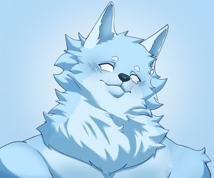 anthro male solo norerex kaiju_paradise ghost_fox ghostfox ghostfox_gootraxian gootraxian 6:5 absurd_res blue_and_white hi_res monochrome