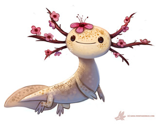 ambiguous_gender beady_eyes black_eyes feral flower plant simple_background smile solo tan_body text white_background piper_thibodeau amphibian aquatic axolotl elemental_creature flora_fauna mole_salamander salamander 2015 digital_media_(artwork) digital_painting_(artwork) painting_(artwork) url