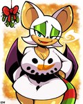 bat_wings blue_eyes breasts cleavage clothed clothing eyeshadow female fur green_eyeshadow lipstick looking_at_viewer makeup membrane_(anatomy) membranous_wings mistletoe plant red_lipstick solo tan_body tan_skin white_body white_fur wings legendofnerd sega sonic_the_hedgehog_(series) rouge_the_bat bat mammal 2022 4:5 digital_drawing_(artwork) digital_media_(artwork) hi_res signature