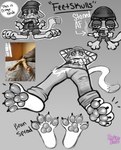 ambiguous_gender anthro chibi claws clothing drugs feet fisheye_lens foot_focus foreshortening fur hat headgear headwear hindpaw looking_at_viewer marijuana pawpads paws simple_background smile smoking solo tail text toe_claws eroticbuni epic_games fortnite meow_skulls_(fortnite) calico_cat domestic_cat felid feline felis mammal absurd_res digital_media_(artwork) greyscale hi_res monochrome multiple_images sketch female_(lore)