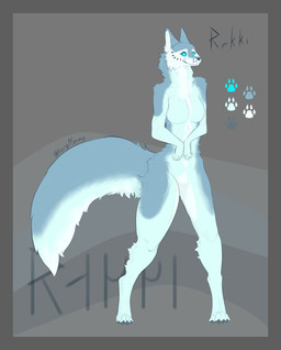 anthro big_breasts black_nose blue_body blue_claws blue_eyes breasts camel_toe claws featureless_breasts female freckles solo white_body furrymammy ark_survival_(series) rakki_veilwyn canid canine fox mammal veilwyn absurd_res hi_res model_sheet