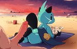3_toes ambiguous_gender anthro barefoot beach blushbutt butt casual_sex detailed_background dewott duo feet foot_fetish foot_play footjob generation_1_pokemon generation_5_pokemon generation_7_pokemon genitals hi_res human human_on_anthro humanoid_genitalia humanoid_penis interspecies krabby lapras looking_back male male/ambiguous mammal mustelid nintendo nude otter outside palossand paws penis pokemon pokemon_(species) pokephilia reading seaside sex soles toes two-footed_footjob