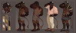 2_horns abs anthro areola arm_tattoo armor back_muscles bangs barefoot belt biceps big_muscles bottomwear bovid_horn bovine_horn brown_body brown_fur brown_hair bull_horn chain chain_necklace clock clothed clothing color_swatch dark_hair faceplate feet footwear fur gauntlets gloves gold_(metal) gold_chain gold_jewelry gold_necklace greaves grey_bottomwear grey_clothing grey_skirt hair hand_behind_head hand_on_hip handwear horn humanoid_hands jewelry looking_at_viewer male mask metal_mask mostly_clothed mostly_nude muscular muscular_anthro muscular_male navel necklace nipples open_mouth open_smile pants pauldron pecs pose roman_clothing sandals shirt shoes short_hair simple_background skirt smile smiling_at_viewer solo standing tail tail_tuft tattoo teeth topwear tuft unbuttoned unbuttoned_shirt watch white_bottomwear white_clothing white_pants wristwatch yellow_eyes balnurk bovid bovine cattle mammal digital_media_(artwork) headshot_portrait model_sheet portrait