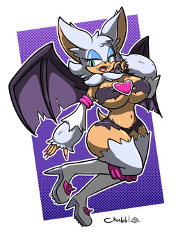 anthro big_breasts breasts clothing female looking_at_viewer narrowed_eyes navel solo thick_thighs tight_clothing torn_clothing wide_hips chabble sega sonic_the_hedgehog_(series) rouge_the_bat rouge_the_werebat bat mammal werebat werecreature hi_res