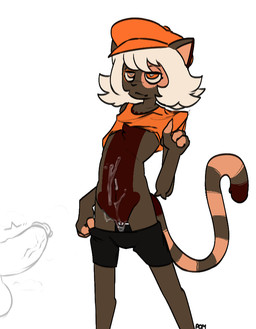 ambiguous_gender anthro bodily_fluids bored bottomwear bottomwear_down brown_body brown_fur clothed clothing cum cum_on_belly cum_on_body cum_on_crotch disembodied_penis doll featureless_crotch flashing fur genital_fluids genitals half-closed_eyes heart_(marking) heterochromia male male/ambiguous markings narrowed_eyes null partially_clothed penis raised_clothing raised_shirt raised_topwear shirt shorts shorts_down solo striped_markings striped_tail stripes tail tail_markings topwear pomegraniter floraverse beleth_(floraverse) felid feline mammal nonbinary_(lore)