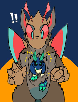 4_eyes 4_fingers ambiguous_gender antennae_(anatomy) anthro black_eyes blue_body blue_fur blue_pupils brown_body brown_fur duo fingers fluffy fur green_pupils multi_eye pupils red_eyes surprised wings trout_(artist) celah_(abonshell) arthropod insect lepidopteran moth alpha_channel hi_res