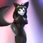 anthro big_breasts black_body bone breasts female hair long_hair nipples skull skull_head solo tail nameigo scp_foundation mal0 scp-1471-a canid canine malo mammal 1:1 absurd_res hi_res