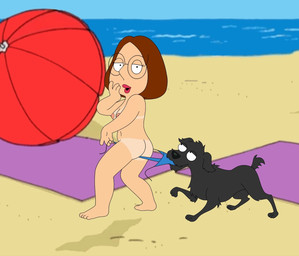 breasts brown_hair butt duo female feral hair nipples screencap screencap_background suntan tan_line frost969 coppertone_(sunscreen) family_guy meg_griffin canid canine canis domestic_dog human mammal hi_res