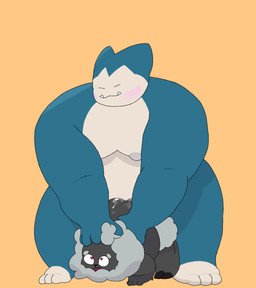 anal anal_penetration anthro arched_back big_butt black_body blue_body blue_fur blush blush_lines bodily_fluids butt cum cum_in_ass cum_inside cum_on_butt doggystyle duo from_behind_position fur genital_fluids grey_body grey_fur heart_eyes heart_symbol hooves looking_pleasured male male/male moan multicolored_body nipples overweight paws penetration pinned pinned_to_ground pinning_head sex simple_background tired wool_(fur) abyss_arts nintendo pokemon bovid caprine generation_1_pokemon mammal pokemon_(species) sheep snorlax hi_res