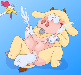 animal_genitalia animal_vulva anthro blush bodily_fluids clothing disembodied_hand disembodied_penis duo eyes_closed female genitals gloves handwear hooves horn lactating lying male male/female milk nude open_mouth penetration penis projectile_lactation simple_background sweat tail teats udder_lactation udder_milking udders vaginal vaginal_penetration vulva young young_female marshmallowpuke cartoon_network cow_and_chicken chicken_(cow_and_chicken) cow_(cow_and_chicken) avian bird bovid bovine cattle chicken galliform mammal phasianid digital_media_(artwork) hi_res