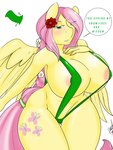 anthro areola areola_slip big_breasts bikini breasts cleavage clothed clothing female huge_breasts one-piece_swimsuit simple_background sling_bikini solo swimwear two-piece_swimsuit white_background wide_hips wings handmantoot friendship_is_magic hasbro my_little_pony mythology fluttershy_(mlp) equid equine mammal mythological_creature mythological_equine pegasus hi_res