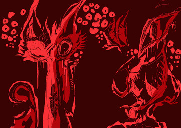 ambiguous_gender anthro blood bodily_fluids cheek_tuft facial_tuft fur gore horror_(theme) one_eye_closed red_body red_fur solo tuft naircat domestic_cat felid feline felis mammal 2017 digital_media_(artwork) microsoft_paint_(artwork) red_theme