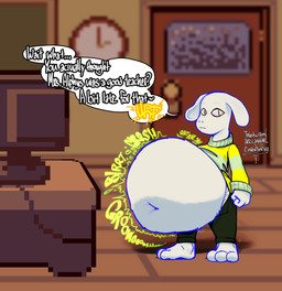 3_toes anthro barefoot belly digestion digestion_noises feet female female_prey implied_fatal male male_pred school soft_vore solo student teacher text toes vore young young_anthro young_male conditional_dnp tanookicatoon deltarune undertale_(series) togore_dreemurr boss_monster_(undertale) bovid caprine mammal absurd_res english_text hi_res tagme