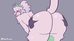 anthro bent_over big_butt black_hands blush bodily_fluids bubble_butt butt butt_grab disembodied_hand duo ear_twitch femboy floating_hands fluffy fluffy_hair fur glistening glistening_body glistening_skin green_ears green_spots grey_background hair half-closed_eyes hand_on_butt hands_on_knees hands_on_legs huge_butt looking_back male male_focus narrowed_eyes presenting presenting_hindquarters raised_tail red_eyes rubbing_butt simple_background solo_focus spots sweat sweatdrop tail text thick_thighs white_body white_fur white_hair wide_hips exyli funkyfluxed matt_(exyli) domestic_cat felid feline felis mammal 16:9 2d_animation animated animated_png artist_name digital_media_(artwork) frame_by_frame hi_res short_playtime signature widescreen