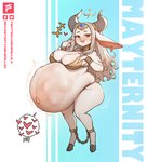 anthro big_breasts bovid breasts caprine cleavage clothed clothing female goat hi_res hyper hyper_pregnancy mammal pregnant skimpy solo spellsx