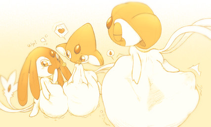 abdominal_bulge ambiguous_gender anthro anthro_pred belly big_belly digestion eyes_closed fully_inside group heart_symbol multi_tail multiple_pred same_size_vore simple_background size_difference smaller_pred tail text tongue trio unseen_prey vore superconductor nintendo pokemon azelf generation_4_pokemon humanoid legendary_pokemon mesprit pokemon_(species) uxie 5:3 digital_media_(artwork) hi_res