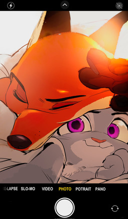 anthro anthro_on_anthro black_nose brown_body brown_fur camera_view cellphone closed_smile countershade_face countershading cuddling duo electronics eyebrows eyes_closed female female_anthro fingers fur grey_body grey_fur interspecies iris male male/female male_anthro mouth_closed multicolored_body multicolored_fur orange_body orange_fur pawpads philtrum phone predator/prey pupils selfie smartphone smile snout tan_body tan_fur text butterfish8199 apple_inc. disney iphone zootopia judy_hopps nick_wilde canid canine european_rabbit fox lagomorph leporid mammal oryctolagus rabbit red_fox true_fox english_text hi_res