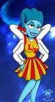 accessory black_eyes blue_hair bottomwear cheerleader clothing female hair hair_accessory hair_ribbon multi_arm multi_limb not_furry planet ribbons skirt solo space star bigtyme disney lloyd_in_space brittany_boviak alien alien_humanoid humanoid