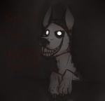 ambiguous_gender canine claws creepy creepypasta dog english_text feral glowing_eyes grin nightmare_fuel smile smile.dog solo teeth text voltage-x
Rating: Safe
Score: 6
User: Sods
Date: November 11, 2012