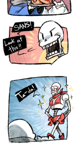 ambiguous_gender bikini bone border clothed clothing crossdressing dialogue eyes_closed feral food group holding_food holding_object hot_dog humor male red_bikini red_clothing red_swimwear skeleton smile sparkles speech_bubble swimwear text toony two-piece_swimsuit white_body white_border onieon undertale undertale_(series) annoying_dog_(undertale) papyrus_(undertale) sans_(undertale) animated_skeleton canid canine canis domestic_dog humanoid mammal undead 2015 comic english_text hi_res unavailable_at_source