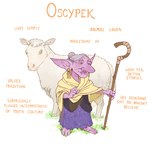 1:1 bovid caprine ear_piercing english_text female feral goblin grey_hair hair hi_res humanoid humanoid_pointy_ears mammal mature_female not_furry oscypek_(sirartwork) piercing profanity sheep shepherd simple_background sirartwork solo text white_background