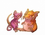 ambiguous_gender claws duo feral open_mouth red_eyes simple_background sitting smile tongue whiskers francis_john nintendo pokemon generation_1_pokemon mammal pokemon_(species) raticate rattata rodent