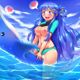 accessory bestiality blue_hair blush bodily_fluids breasts clothed clothing clothing_aside cloud cowgirl_position cum cum_in_vagina cum_inside detailed_background duo female female_on_feral female_on_top female_penetrated feral feral_penetrating feral_penetrating_human from_front_position genital_fluids glistening hair hair_accessory hairclip happy happy_sex heart_symbol human_on_feral human_penetrated interspecies kneeling long_hair male male/female male_on_bottom male_on_human male_penetrating male_penetrating_female nipples on_bottom on_top open_mouth orgasm outside panties panties_aside partially_clothed penetration penile penile_penetration penis_in_vagina sea sex shaking sky speech_bubble straddling sweat trembling underwear underwear_aside vaginal vaginal_penetration water whistle_(object) stir255 aquatic cetacean dolphin human mammal oceanic_dolphin toothed_whale 1:1 blue_theme digital_media_(artwork) restricted_palette shaded