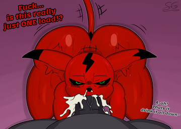 anthro asking big_butt black_eyes blush blush_lines bodily_fluids bubble_butt butt cum cum_from_nose cum_in_mouth cum_in_nose cum_inside dialogue duo ear_markings ears_down ejaculation faceless_character faceless_male facial_markings fellatio first_person_view genital_fluids genitals green_eyes head_markings kneeling looking_at_viewer looking_pleasured looking_up male male/male male_pov markings motion_lines on_ground oral outline penetrating_pov penetration penile penis pivoted_ears pov_blowjob question raised_tail red_body sex shortstack shortstack_male simple_background sitting size_difference speech_bubble sweat sweaty_butt sweaty_legs sweaty_thighs tail tail_markings tail_motion text thick_penis thick_thighs thin_tail wide_hips yes-no_question sillygoose denum_(sillygoose) demon humanoid imp 2022 digital_media_(artwork) english_text