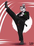 anthro belt black_belt high_kick kick male martial_arts martial_arts_uniform solo sportswear taekwondo calipso aimi_(sleepysushiroll) bear giant_panda mammal absurd_res hi_res