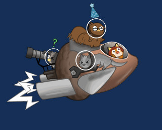 clothing eyewear glasses group hat headgear headwear party_hat question_mark simple_background spacecraft transparent_background vehicle resachii pilli 2024 2_frame_animation 5:4 alpha_channel animated animated_gif short_playtime