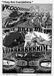 car dialogue group humor tailgating text vehicle loque bandai_namco bmw digimon taichi_kamiya agumon digimon_(species) human machmon mammal metalgarurumon comic english_text german_text hi_res meme monochrome translated